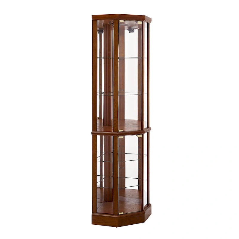 6 Shelf Lighted Corner Curio Cabinet(E26 light bulb not included)