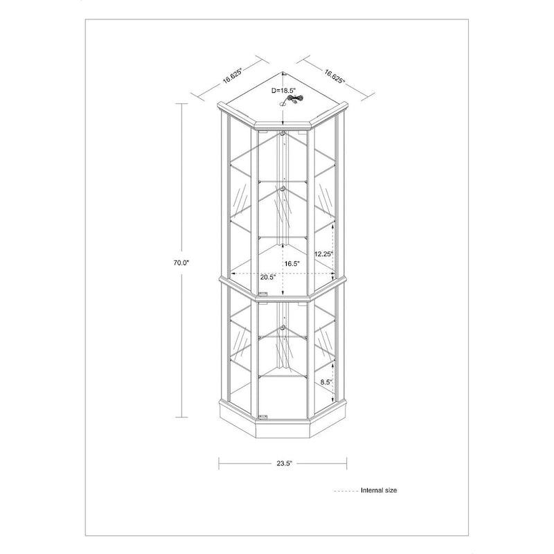 6 Shelf Lighted Corner Curio Cabinet(E26 light bulb not included)