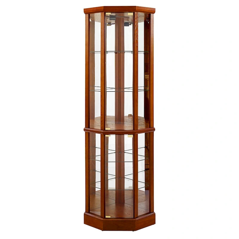 6 Shelf Lighted Corner Curio Cabinet(E26 light bulb not included)