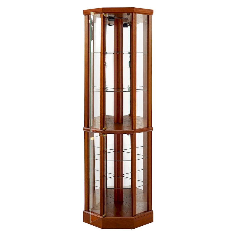 6 Shelf Lighted Corner Curio Cabinet(E26 light bulb not included)