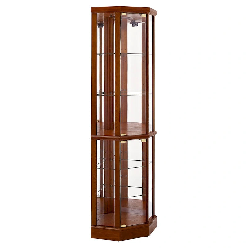 6 Shelf Lighted Corner Curio Cabinet(E26 light bulb not included)